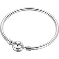 Rhodium Plated 925 Sterling Silver Basic Bangles for European Style Jewelry Making, Platinum, 190mm