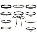 10-Piece Velvet, Lace & Metal Fashion Choker Necklace Set - Multi-Style Jewellery Bundle | Wowcher