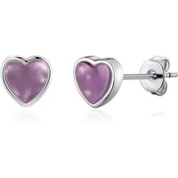 Amethyst Heart Stud Earrings