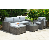Marbella Grey 5 Seater Chaise Garden Sofa and Armchair Lounge Set