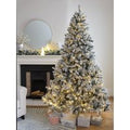 6ft Flocked Pre-lit Downswept Pine Christmas Tree Green Elegant Holiday Decor