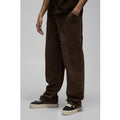 Pantalón Holgado De Ante Grueso Con Cintura Fija, Brown