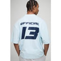 Oversized Boxy Official T-Shirt With Extended Neck, Azul