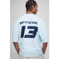 Oversized Boxy Official T-Shirt With Extended Neck, Azul