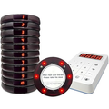 Restaurant Buzzer System, 10 Coaster Beeper Pager System with Buzzer, Customer Queue Pagers with Vibration, Flashing and Buzzer