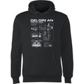 Back To The Future DeLorean Schematic Hoodie - Black - L