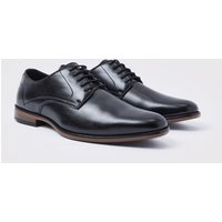 Zapatos Derby De Cuero Sintético Con Cordones Cruzados, Negro