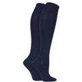 2 Pair Navy Plain Bamboo Knee Highs Ladies 4-8 Ladies - Elle