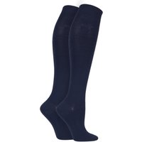 2 Pair Navy Plain Bamboo Knee Highs Ladies 4-8 Ladies - Elle