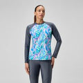 T-shirt de bain Femme à manches longues imprimé gris/vert
