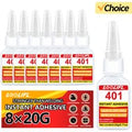 Brand-new 1-8PCS upgraded 401 super cyanoacrylate glue,instant drying in 5 seconds, waterproof,stable and versatile bonding tool