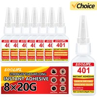 Brand-new 1-8PCS upgraded 401 super cyanoacrylate glue,instant drying in 5 seconds, waterproof,stable and versatile bonding tool