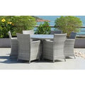 Bridgetown 6 Seater Round Rattan and Polywood Grey Garden Dining Set 150cm
