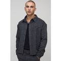 Regular Fit Brushed Rib Welt Pocket Overshirt, Negro