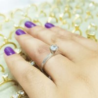 Anel de prata modelo Princesa com Zircônia