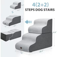 Dog Stairs for High Beds, 4-Step Dog Steps for Small Dogs and Cats, Foldable Pet Stairs