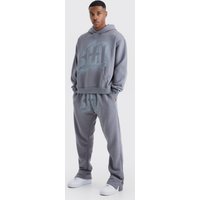 Chándal Oversize Con Estampado Gráfico De Grafiti Y Espray, Gris