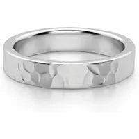 Alianza Martillada Flat 4 MM Oro Blanco 585 (14K)