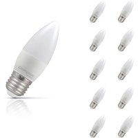 10-Pack Crompton Candle LED Light Bulbs E27 4.2W (40W Eqv) Warm White Opal Screw Frosted