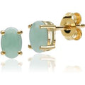 Classic Oval Jade Stud Earrings in 9ct Yellow Gold