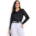 Blusa Preta Manga Longa com Decote em V