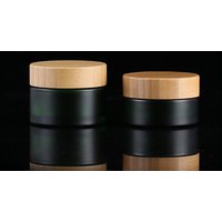 Eco Friendly 1oz 30g Empty Cosmetics Clear Frosted Glass Cream Jar With Bamboo Wooden lid