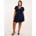 Curve Mesh Wrap Dress - 18/20 / NAVY