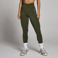 Damskie Legginsy MP Tempo z Obniżonym Pasem - Leśna Zieleń - L
