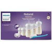Philips Avent Natural Response 3.0 Starterset – 5 Babyflessen – Newborn Giftset – Inclusief Flessenborstel & Ultra Soft-fopspeen