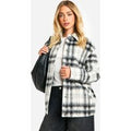 Camisa Chaqueta Efecto Lana De Cuadros, Negro