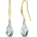 Green Amethyst & Diamond Dimensional Drop Earrings in 9ct Gold