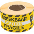 Waarschuwingsetiket Rillprint fragile 46x125mm geel 250 stuks