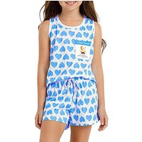 Pijama Infantil Menina Curto Cor com Amor 2050069 Corações-Azul
