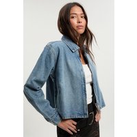 Collared Denim Jacket, Azul