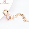 (7173) 2PCS 8x6MM 24K Gold Color Brass with Zircon Bracelet Charms Connector Clasp High Quality Jewelry Accessories Wholesale