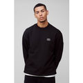 Felpa oversize con ricamo di B, Nero
