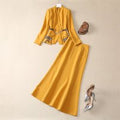 European and American women's clothing 2025 spring new Long sleeve V-neck chain beaded jacket Fishtail skirt Fashion suit XXXL