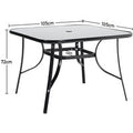 Metal Square Outdoor Dining Table with Tempered Glass Top