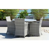 Bridgetown 4 Seater Round Rattan and Polywood Grey Garden Dining Set 120cm