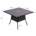 Brown/Black Outdoor Table with Parasol Hole