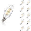 10-Pack Crompton Candle LED Light Bulbs B15 4.2W (40W Eqv) Dim Warm White Clear Filament Small Bayonet