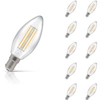 10-Pack Crompton Candle LED Light Bulbs B15 4.2W (40W Eqv) Dim Warm White Clear Filament Small Bayonet