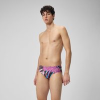 Slip de bain Hommes 8 cm Allover Digital pour Hommes Noir/Vert matcha/Rouge sirène