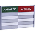 Aan- afwezigheidsbord voor 5 namen