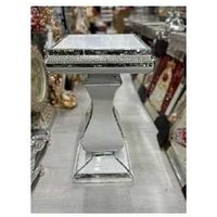 Large Mirrored Crystal End Table - Contemporary Italian Glass, Sparkly Side Table, 40x60cm Living Room Furniture | Wowcher