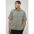 Camisa Oversize De Tela Jersey Y Canalé Con Solapas, Beige