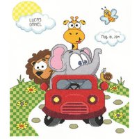 Janlynn Animal Fun Ride Birth Sampler Counted Cross Stitch Kit