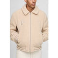 Regular Fit Borg Collared Bomber Jacket, Cream