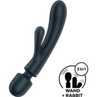 Satisfyer Triple Lover 2-in-1 Rabbit &amp; Wand Vibrator, Grey