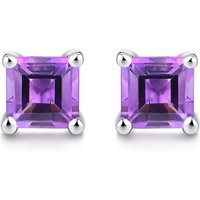 Swear 1.0ct Genuine Natural Amethyst Sterling Silver Square Studs Earrings 5mm
